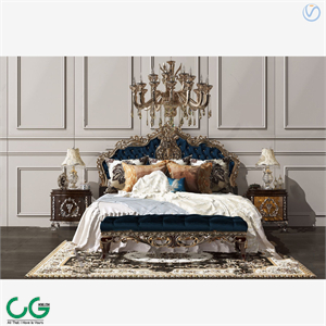 European style fabric double bed 3d model